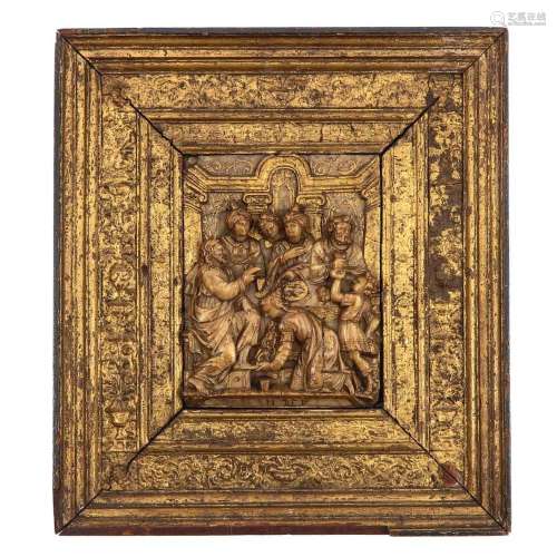 A 16th - 17th Century Gilded Alabaster Plaque
