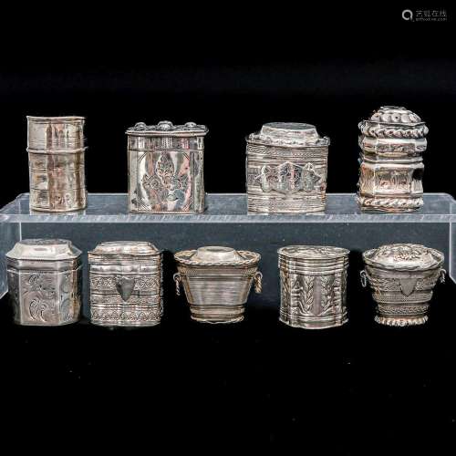 A Collection of 9 19th Century Dutch Silver Scent Boxes
