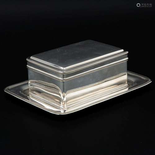 A Silver Cookie Box with Plateau