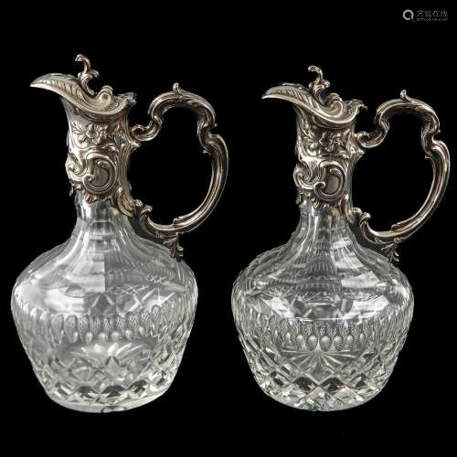 A Pair of Crystal Carafes