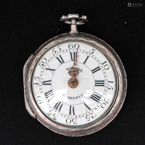 A Silver Pocket Watch Signed Bordier Geneve