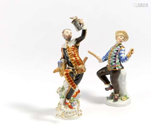 Harlequin with jug and Harlequin with slapstick from the Com...