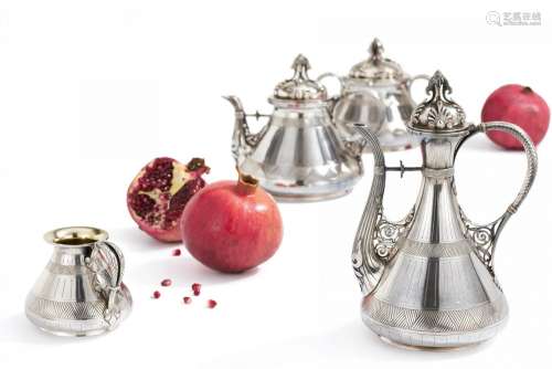 Oriental style silver coffee and tea set