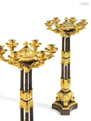 Pair of large girandoles with ram decor