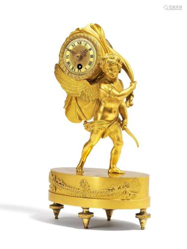 Small pendulum clock "Cupid escapes time"