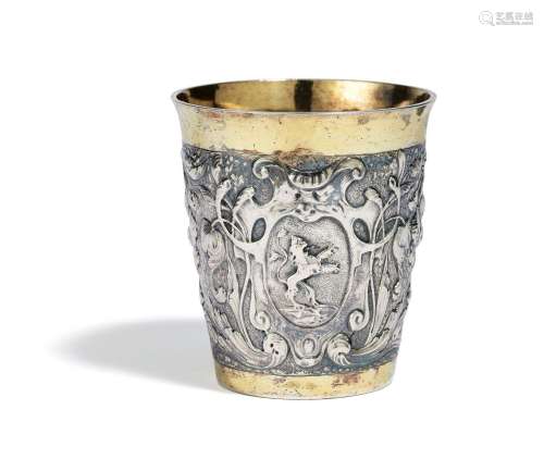 Small beaker with coat of arms cartouches and tendrils