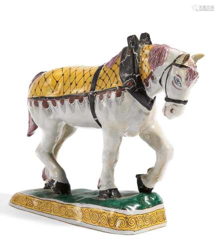 Horse figurine with plow harness