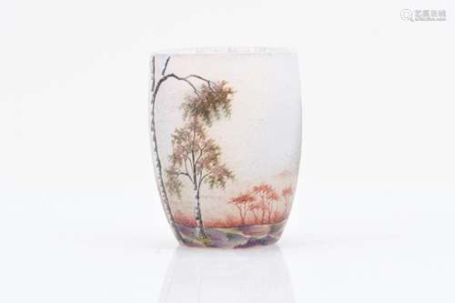 Miniature vase with birch forest