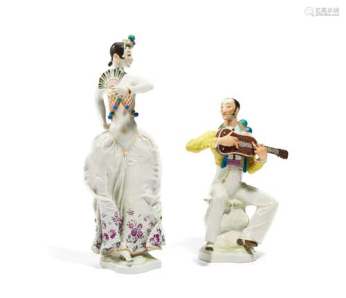 Spanish dancer and Spanish man with lute