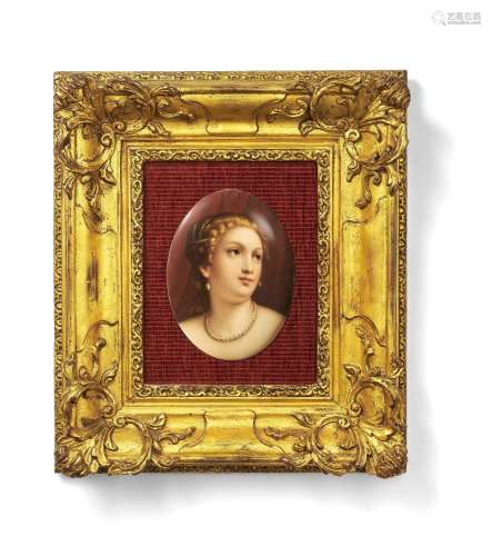 Porcelain painting showing theportrait of a lady