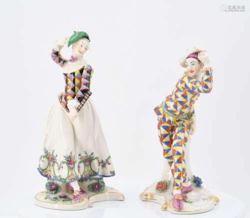 Figurine duo Harlequin and Harlequins