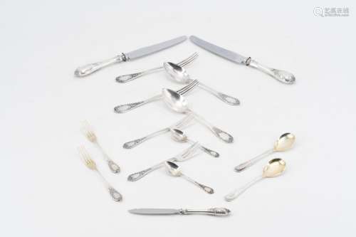 Large cutlery-set with fine, rococo style decor