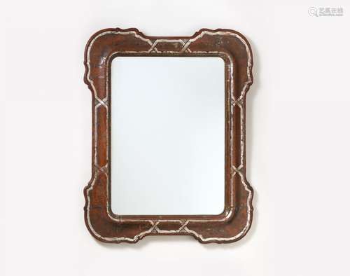 Mirror frame with silver decor