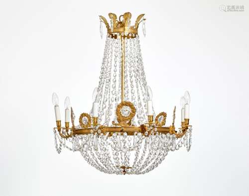 Chandelier with prisms style Empire