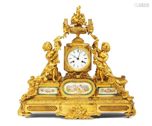Large pendulum clock with cupids