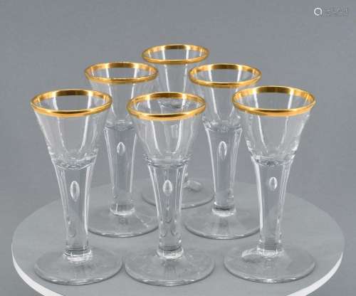 Set of six small pointed chalices