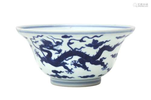 A CHINESE BLUE AND WHITE `DRAGON` BOWL