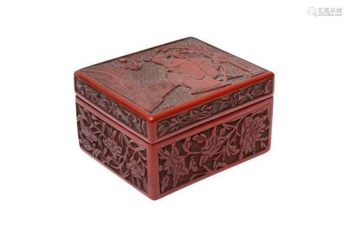 A CHINESE CINNABAR LACQUER `MUSICIAN` BOX AND COVER