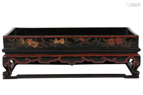 A CHINESE BLACK LACQUER WOOD TRAY