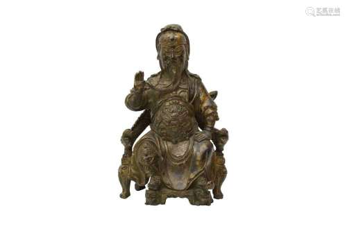 A CHINESE GILT-BRONZE FIGURE OF GUANDI