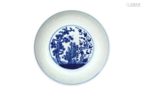 A CHINESE BLUE AND WHITE `THREE FRIENDS OF WINTER` DISH