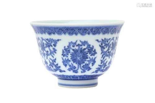 A CHINESE BLUE AND WHITE `LOTUS` CUP