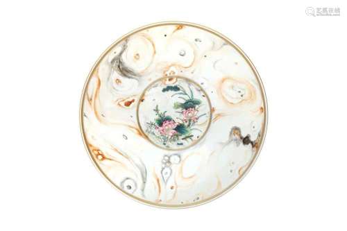 A CHINESE FAMILLE-ROSE FAUX-BOIS `LOTUS POND` BOWL