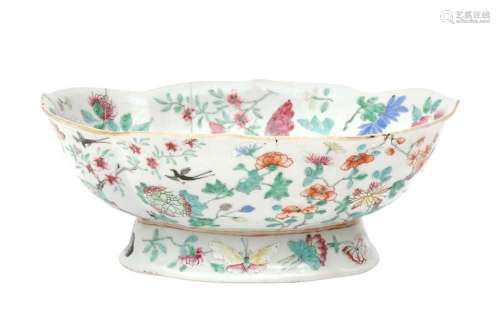 A CHINESE FAMILLE-ROSE `BUTTERFLY` FOOTED BOWL