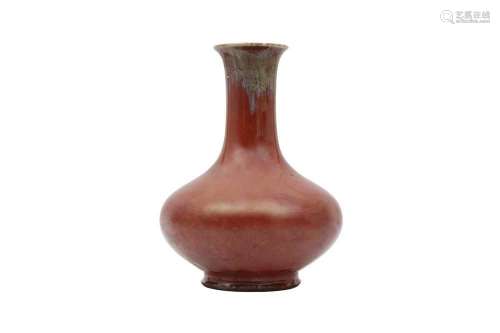 A CHINESE RED-GLAZED BOTTLE VASE