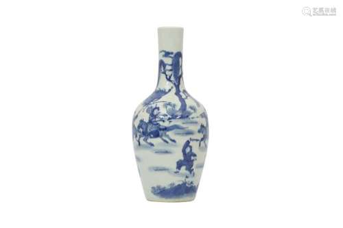 A CHINESE BLUE AND WHITE `WARRIORS` VASE