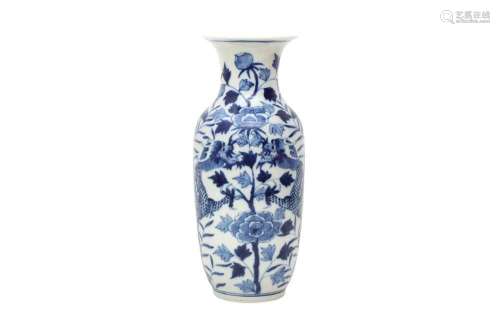 A CHINESE BLUE AND WHITE `DRAGON` VASE
