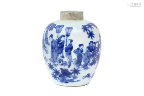 A CHINESE BLUE AND WHITE `FIGURAL` JAR