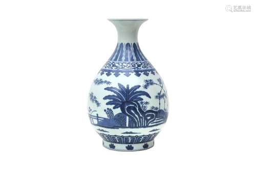 A CHINESE BLUE AND WHITE `GARDEN` VASE, YUHUCHUNPING