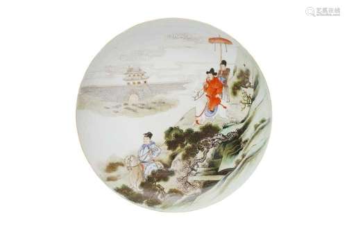 A CHINESE FAMILLE-ROSE FIGURATIVE DISH