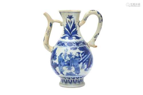A CHINESE BLUE AND WHITE `THREE GRADES` EWER