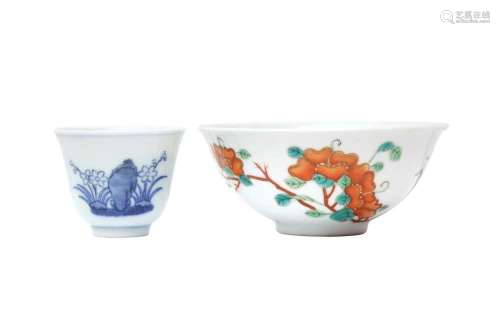 A CHINESE `PEONIES` BOWL TOGETHER WITH A `NARCISSUS` CUP