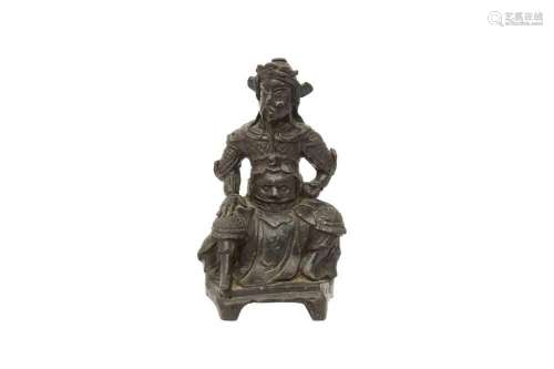 A CHINESE BRONZE FIGURE OF GUANDI