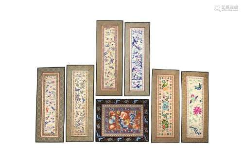 A SMALL COLLECTION OF CHINESE EMBROIDERED PANELS