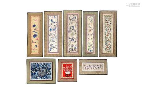 A SMALL COLLECTION OF CHINESE EMBROIDERED PANELS
