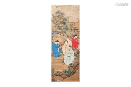 ATTRIBUTED TO JIN TINGBIAO (1757 - 1767) Four scholars in a ...