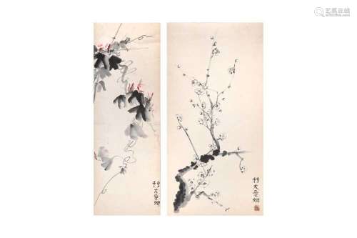 UNKNOWN ARTIST Studies of prunus blossom; Fruiting vines and...