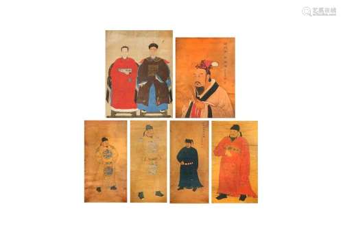 A GROUP OF SIX CHINESE HANGING SCROLLS