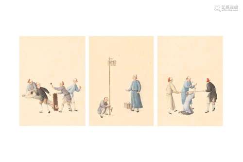 A GROUP OF THREE CHINESE SCHOOL PAINTINGS Torture scenes