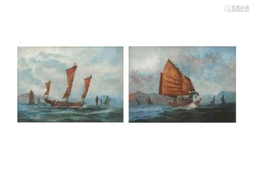 CHINESE SCHOOL A pair of paintings of ships