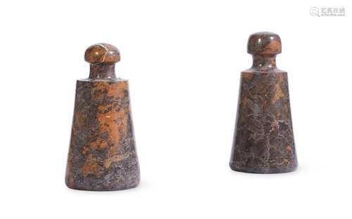 A PAIR OF CORNISH SERPENTINE DOOR STOPS, FIRST HALF 20TH CEN...