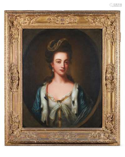 ENGLISH SCHOOL (18TH CENTURY), PORTRAIT OF A LADY, WITH AN E...