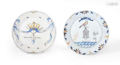 FRENCH REVOLUTION: TWO 18TH CENTURY FRENCH FAIENCE DISHES
