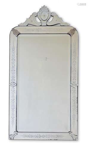 A VENETIAN ETCHED GLASS WALL MIRROR, EARLY 20TH CENTURY
