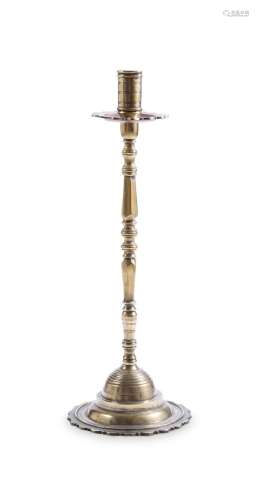 A LARGE BRASS CANDLESTICK, ENGLISH OR DUTCH, 18TH CENTURY