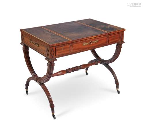 A REGENCY MAHOGANY AND GILT METAL MOUNTED WRITING AND GAMES ...